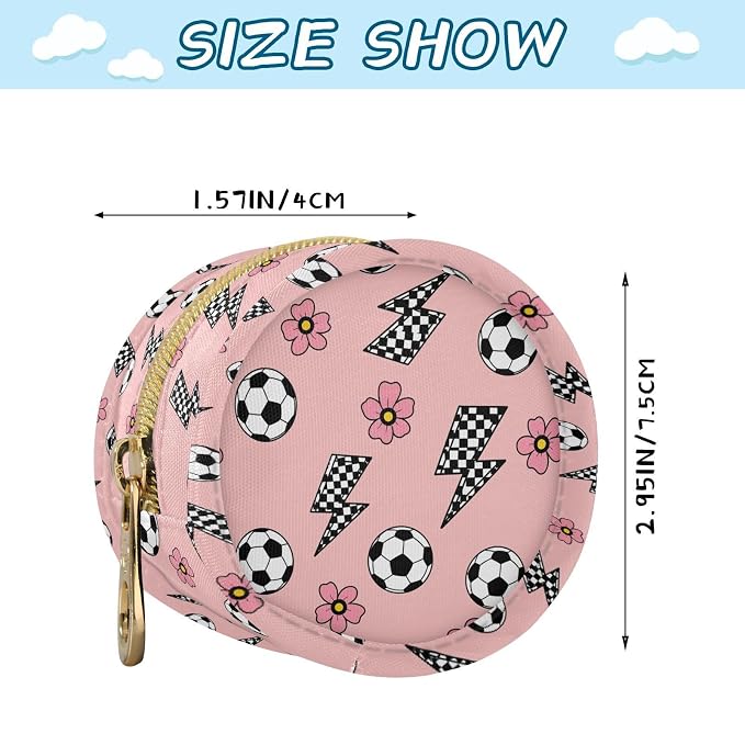 Soccer Flash Flowers Print Pacifier Holder Case for Diaper Bag Portable Travel Pacifier Storage Case with Clip Newborn Baby Pouch for Baby Boys Girls Outdoor Purse