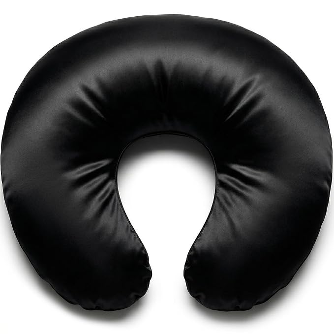 Pro Goleem Satin Nursing Pillow Cover Silk Feeling Soft Feeding Pillow Slipcover for Breastfeeding Moms Fits Standard Infant Nursing Pillow or Positioner Black