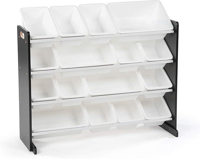 Humble Crew Supersized Toy Storage Organizer with 16 Removable Bins, Black/White ??Large Toy Storage for Toddlers Ideal for Kids' Rooms, Playrooms, and Nurseries - Modern Toy Bins for Kids