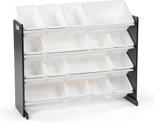 Humble Crew Supersized Toy Storage Organizer with 16 Removable Bins, Black/White ??Large Toy Storage for Toddlers Ideal for Kids' Rooms, Playrooms, and Nurseries - Modern Toy Bins for Kids
