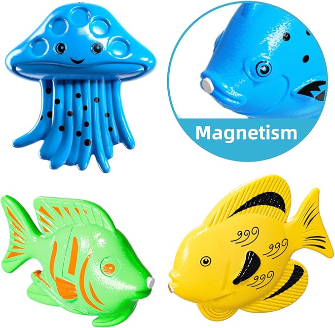 TEMI Fishing Toy Game for Kids 3 4 5 6 7 8 Years Old, 51 Fish Bath Playset for Toddlers, Toy Magnetic Rod and Fishing Net, Outdoor Water Toys for Kids Age 3-5, Party for Boy and Girl