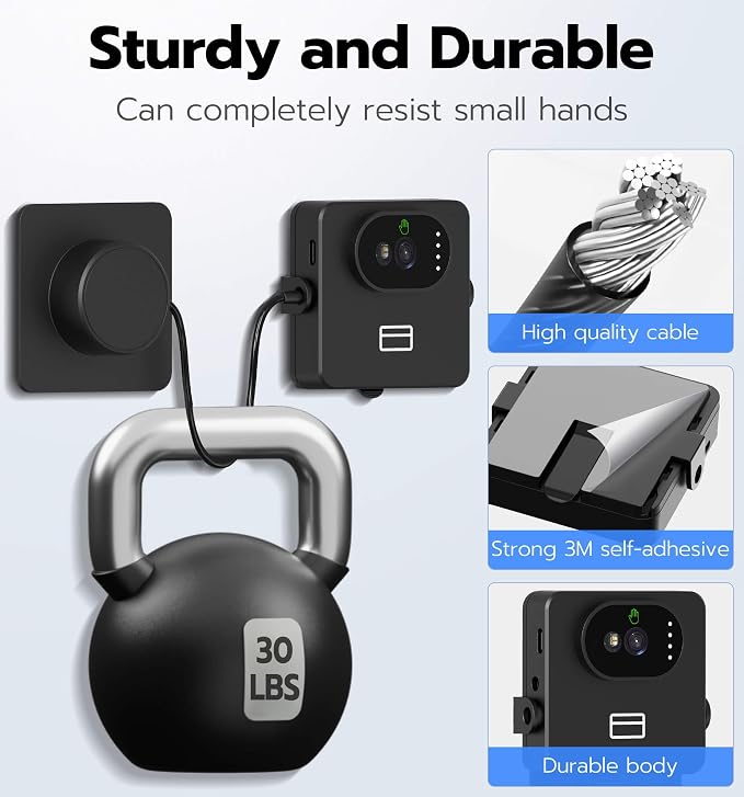Anweller F8 Smart Refrigerator Lock, Child Proof Baby Safety Fridge Locks for Kids, Palm Vein RFID Bluetooth Biometric Cable Door Lock for Freezer, Cabinets, Drawers, Window, Toilet