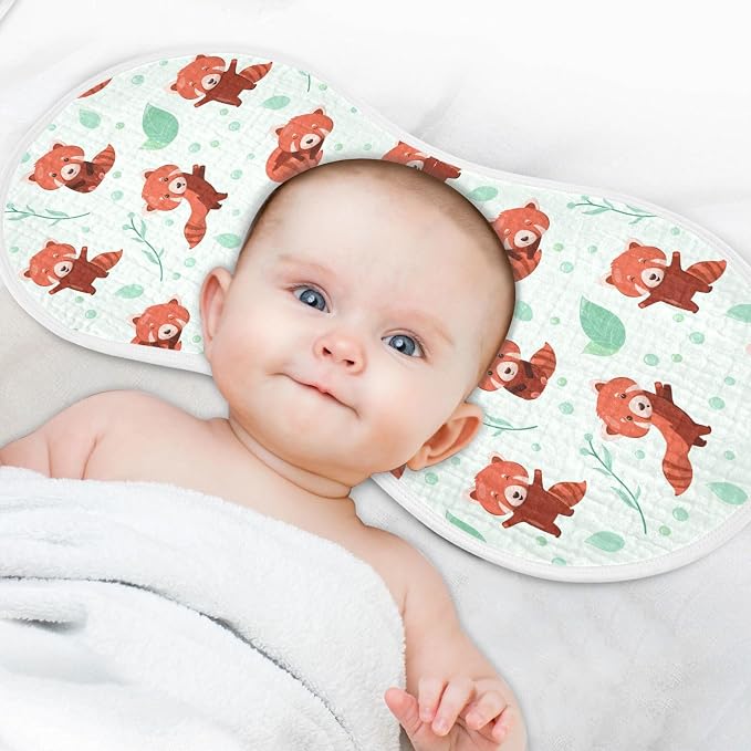 Muslin Baby Burp Cloths Set of 1, Soft Red Panda Absorbent Muslin Washcloths, Bibs, Face Towel for Newborn Boys Girls, 22 x 11 Inch