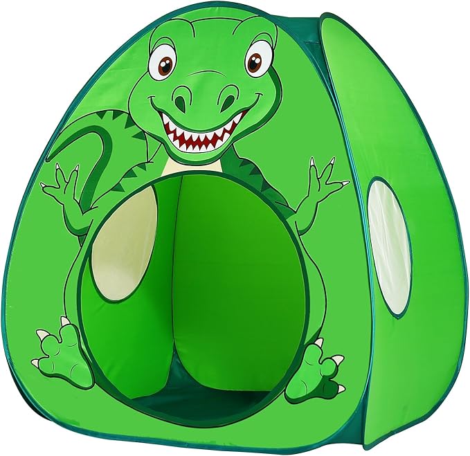 Kids Play Tent Lucky Castle Pop Up Tent for Kid Cute Tent for Boys and Girls Indoor Outdoor Play Tent with Storage Bag Perfect Kids Gift(Green Dinosaur)