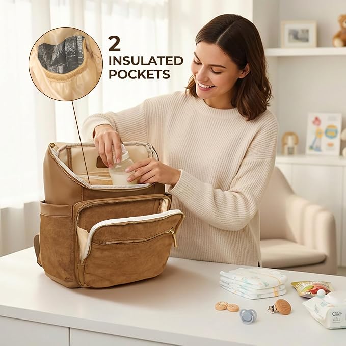 miss fong Diaper Bag Backpack - Large Diaper Bag Backpack Baby Backpack with 14 Pockets, Pañaleras Para Bebe with Waterproof Wet Pocket Luggage Sleeve for Mom Dad