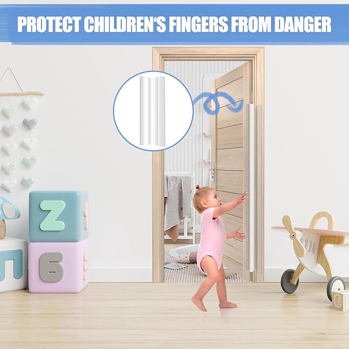 Finger Pinch Door Guard - Child Door Protector & Baby Proofing - 2 PCS Door Jam Shield Hinge Cover for 90 & 180 Degree Door Frames & Gates