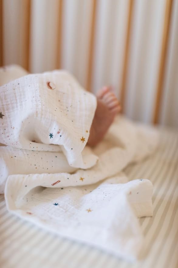PEHR Muslin Cotton Swaddle, Celestial | Organic Baby Blanket | Ultra-Soft & Versatile | 47” x 47”