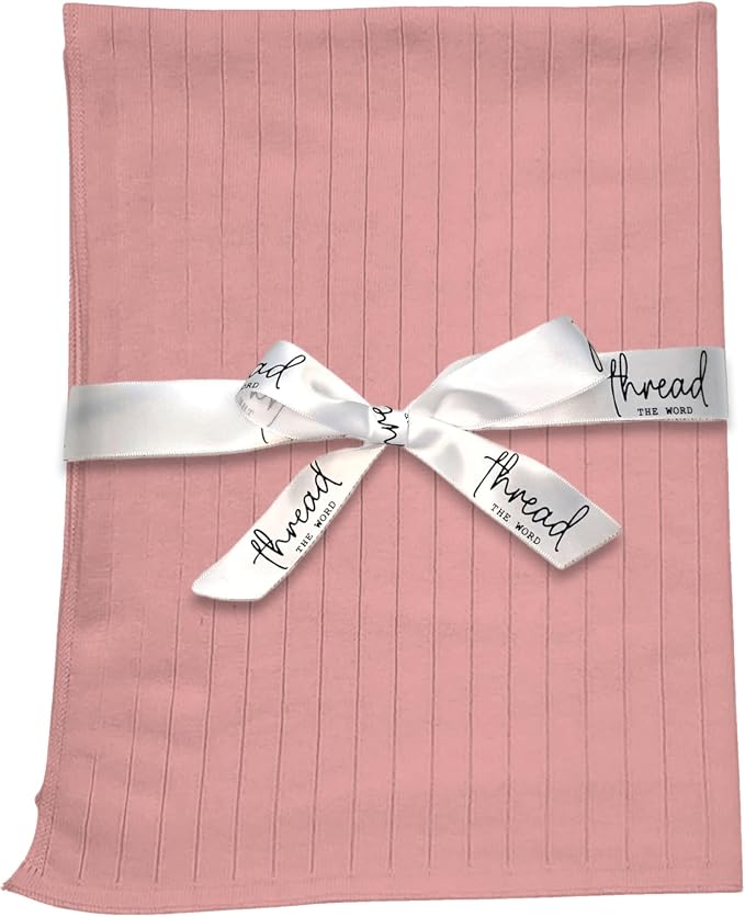 The Ribbed Blanket - 100% Organic Cotton Baby Blanket, American Made, 30x40in - Bassinet, Crib, Stroller - Gift Registry Baby Shower for Newborns and Kids (Blush)