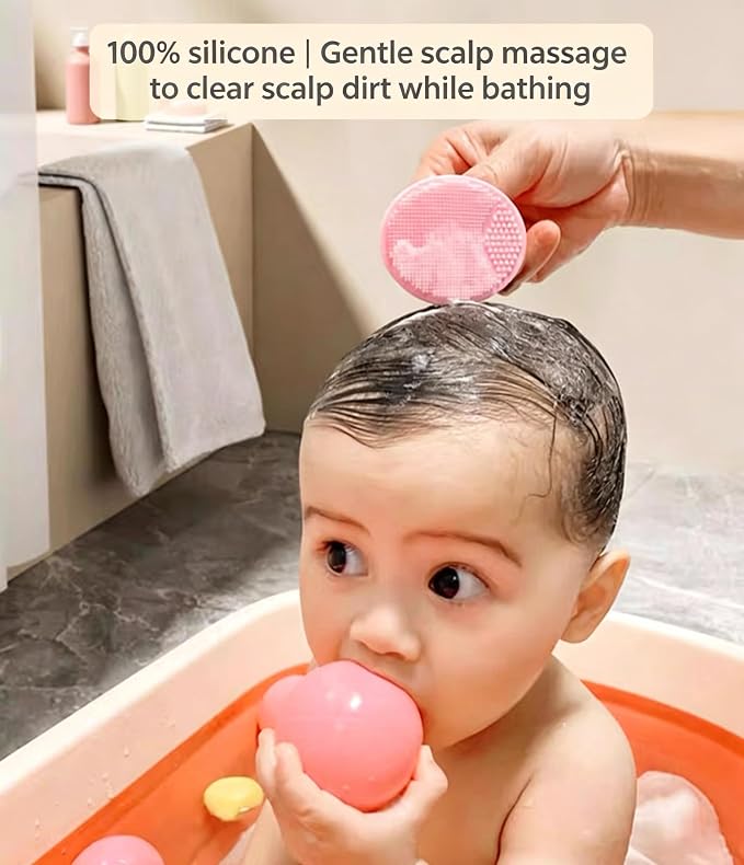 Cradle Cap Brush Baby Hair Brush and Comb Set for Newborns, Baby Bath Brush Soft Wool Hairbrush Silicone Massage Brush