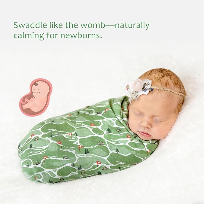 Muslin Swaddle Blankets for Newborn, Large 47"x47" Soft Breathable Bamboo Cotton Baby Blanket, Lightweight Receiving Blanket for Boys and Girls, Fairway Walk