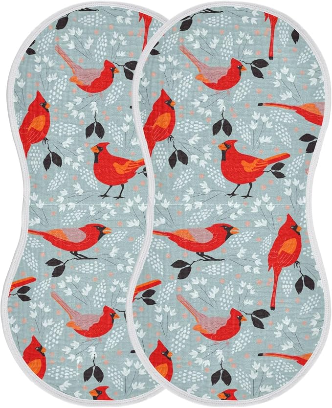 vvfelixl Baby Burp Cloths Cardinals Bird Baby Newborn Cotton Burping Cloths Set Baby Washcloths 4 Pack