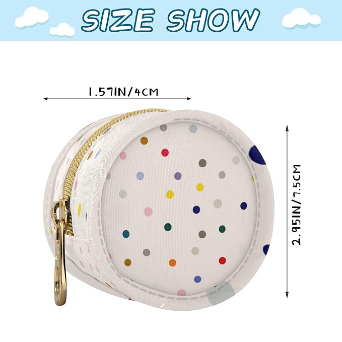 Pacifier Holder with Clip Pacifier Case for Diaper Bag Round Baby Pacifier Pouch Box Bag Portable Colorful Polka Dots Simple
