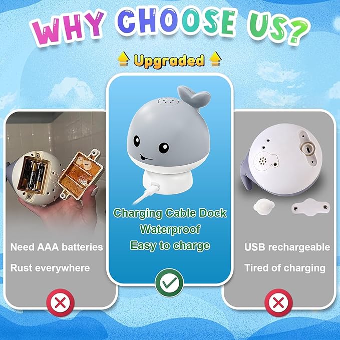 Gigilli Baby Bath Toys, Light Up Whale Sprinkler Bath Toys for Kids Ages 1-3, Pool Water Table Toy Bathtub Fountain Toy for Toddler 6-12 Months, Birthday 1 Year Old Boys Girls Gifts