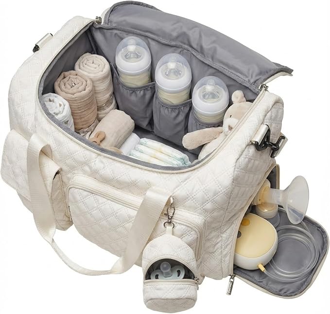 Extra Large Diaper Tote Bag with Shoe Compartment & Pacifier Pocket, Travel Baby Diaper Bag for Mom, Hospital Maternity Weekender Bag, Waterproof Diaper Handbag for Newborn Travel Essentials