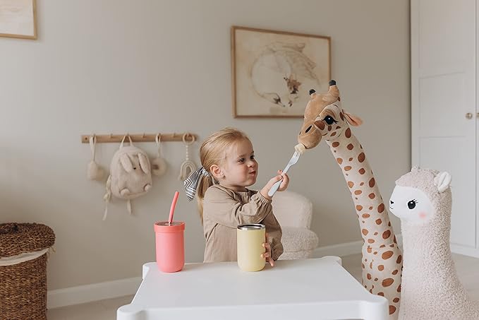 Toddler straw cups spill proof | Set of 2 Stainless steel Baby straw sippy cups for toddlers 3+ year old | Insulated Kids cup tumblers | Best training cups for toddlers 1-3