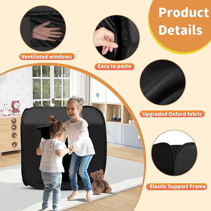 Sensory Tent for Kids 39.4 * 39.4 * 39.4 in - Portable Pop-up Play Tent for Calming Down & Improving Focus - Ideal for Children with Autism, ADHD, & Sensory Processing Disorder (SPD)