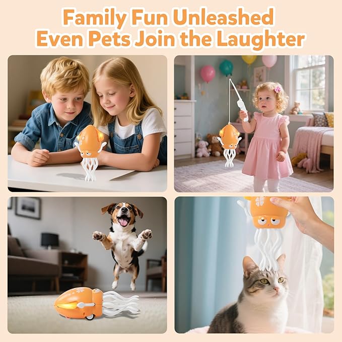 Hirger Dancing Squid Baby Toys, Crawling Octopus Infant Toy for Tummy Time, Sensory Toy for 3-6-12-18 Months Babies & Toddlers 1-2-3, Musical Birthday Gift for Boys Girls