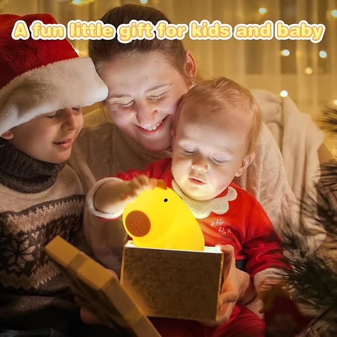 Night Light for Kids, Rechargeable Dimmable Silicone LED Nightlight, Baby Nursery Night Lamp, Touch Squishy Lamp, Cute Gifts for Girls, Boys, Toddler Room Decor, Capybara