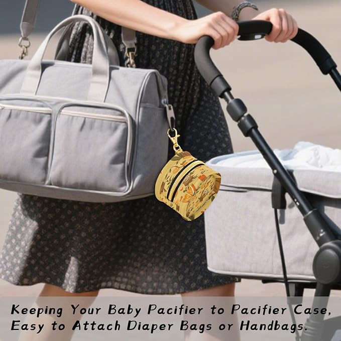 Pacifier Holder with Clip Pacifier Case for Diaper Bag Round Baby Pacifier Pouch Box Bag Portable Sloth Branch Oranges Hearts