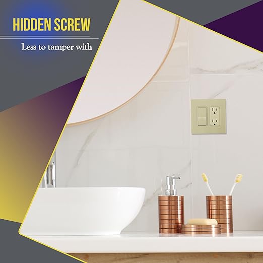 ENERLITES Screwless Decorator Wall Plates Child Safe Outlet Covers, Gloss Finish, Midway Size 2-Gang 4.88" H x 4.92??L, Unbreakable Polycarbonate Thermoplastic, SI8832M-I, Ivory