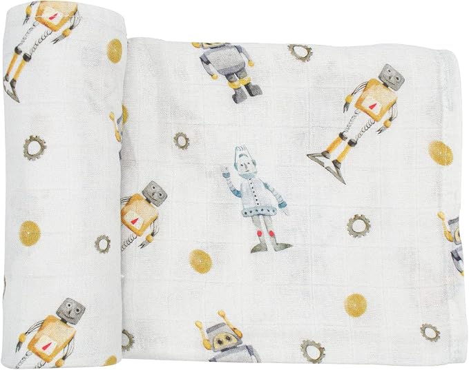 immispace - Ultra Soft Swaddle Blanket | Muslin Blankets for Girls & Boys | Newborns & Infants Gifts | 30% Organic Cotton + 70% Rayon | Large 47" x 47" | Machine Washable (Robot)