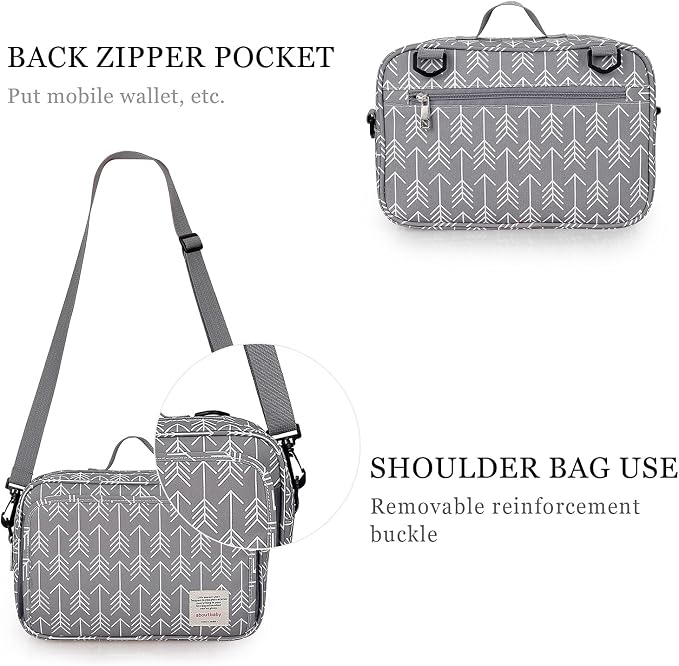 SONARIN Pram Buggy Bag Organiser & Stroller Organiser,Large Stroller Storage with Deep Cup Holder,2 x Pram Hooks,Shoulder Strap Used as Carry-On Handbag,Universal Fit All Buggy Models(Grey)
