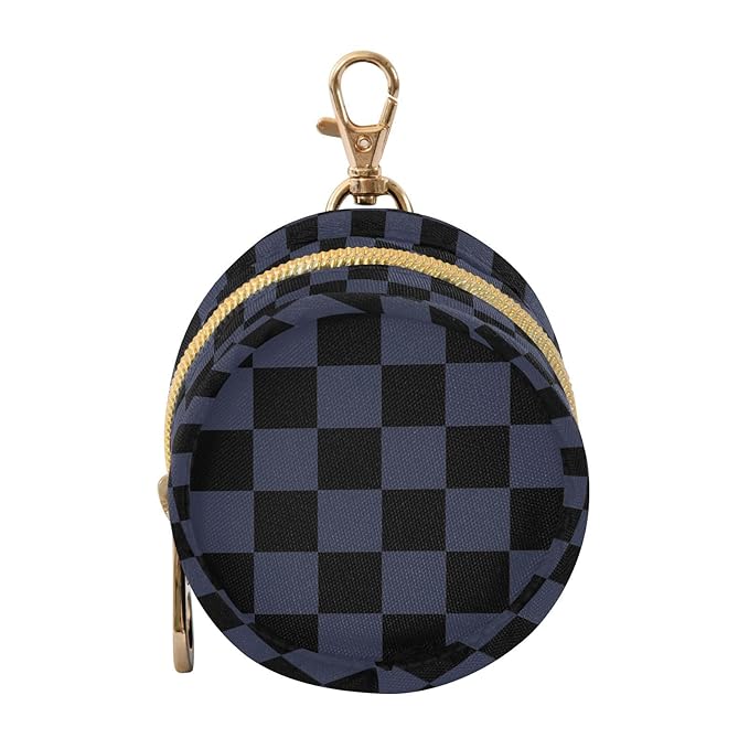 Navy Blue Checkerboard Plaid Pacifier Holder Case Newborn Pacifier Storage Pouch for Boys Girls Easy Attach to Diaper Bag Portable Baby Essentials Container