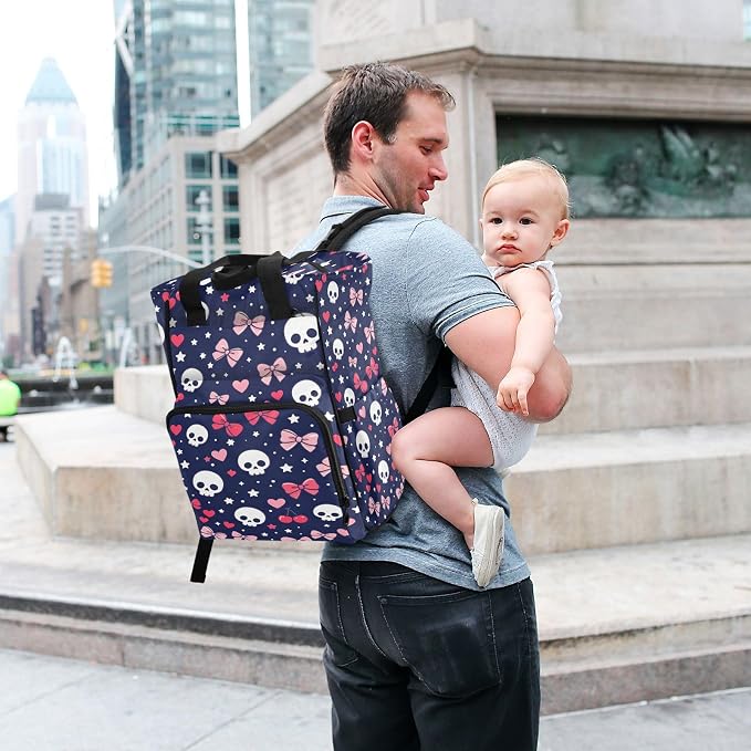 Cute Skulls Bows Diaper Bag Large Cap Insul Mom Dad