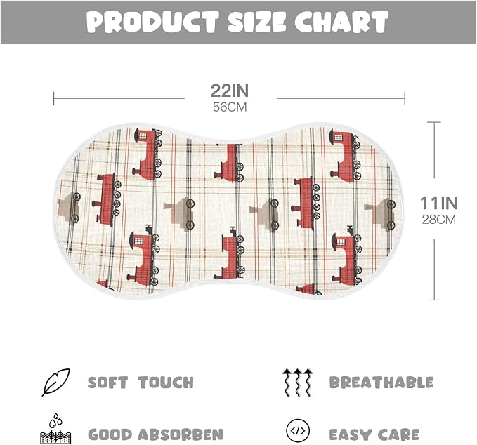 vvfelixl Baby Burp Cloths Intage Steam Train Baby Newborn Cotton Burping Cloths Set Babys Washcloths 4 Pack