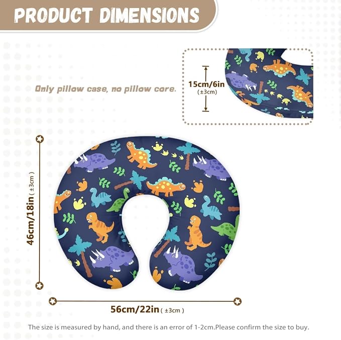 Dinosaur Nursing Pillow and Positioner Detachable Original Breastfeeding Newborn Nursing Pillow Case Soft Head Support Protector Cushion Essentials with Hidden Zipper
