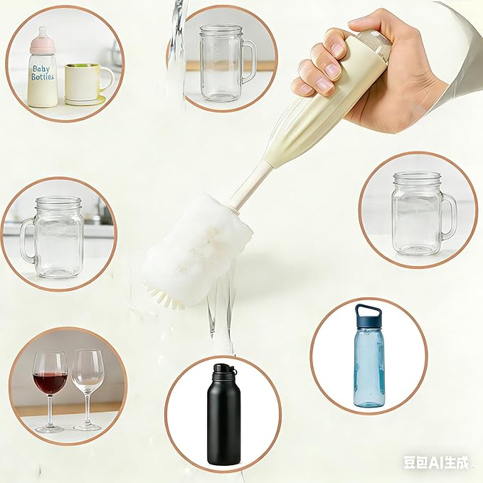 All-in-One Press-to-Foam Silicone Baby Bottle Cleaning Kit with Bottle Brush, Nipple/Straw Brushes, Tabletop Dring Rack, BPA Free for Baby Bottles, Breast Pumps,Small Appliances,Travel-Friendly