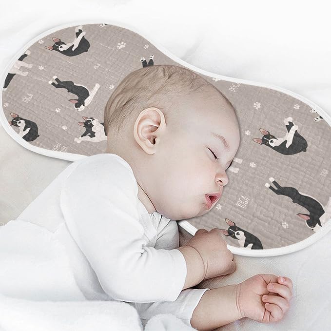 Yoga Boston Terrier Dog Pattern Muslin Burp Cloths for Baby 1 Pack 100% Cotton Baby Washcloths Bibs for Boy Girl