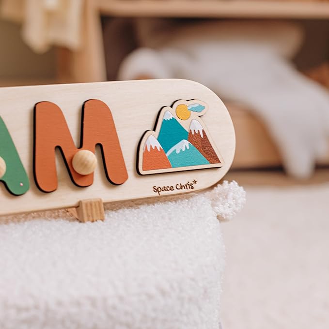 Personalized Name Puzzle with Pegs, Newborn Baby Gift, Montessori Puzzle for Toddlers, Wooden Toys for Kids, Baby Shower or Baptism