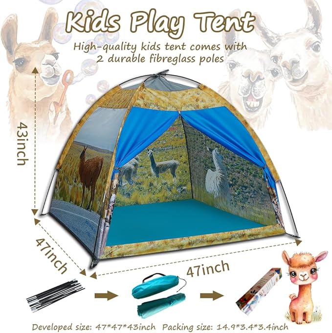 Mnagant Kids' Alpaca Tent - Fun Pop-Up Playhouse for Boys and Girls - Easy Setup, Indoor/Outdoor Adventure Tent - 47" x 47" x 43"