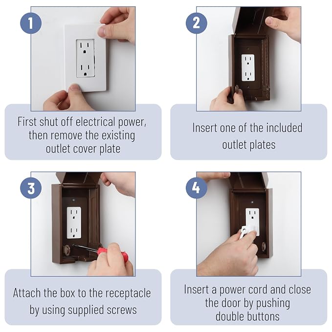 Bates - Baby Safety Outlet Cover Box, Brown, Outlet Covers Baby Proofing, Plug Covers for Electrical Outlets