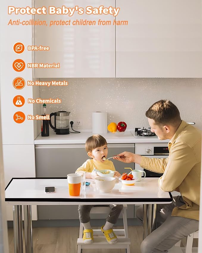 Edge Protector for Baby Proofing, 6.6FT 0.67?™’Th L-Shape Air Buffering Soft NBR Rubber Foam Furniture Edge Bumper Guards with 6 Corners, Pre-Taped, Thick Table Bumper Guard for Babies (Black)