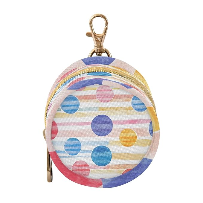 Pacifier Holder with Clip Pacifier Case for Diaper Bag Round Baby Pacifier Pouch Box Bag Portable Watercolor Circles Stripe Colors