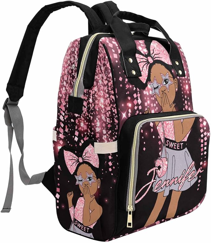 M YESCUSTOM Custom Name Diaper Bag Backpack for Women Portable Diaper Bags Mothers Day Gifts Personalized Cute Mommy Nursing Daypack for Women Green Travel Diaper Waterproof Backpack