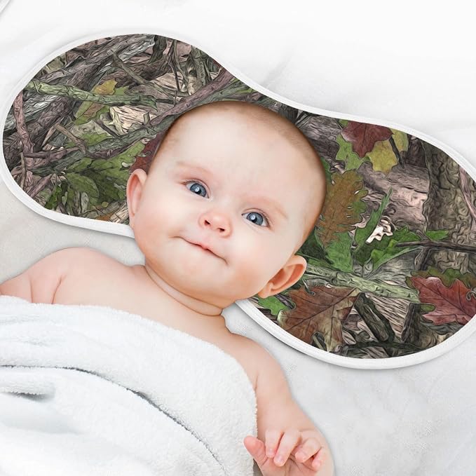 Forest Camo Muslin Burp Cloths for Baby Boys and Girls - 1-Pack Ultra Absorbent Muslin Washcloths, Newborn Towel, Milk Spit Up Rags, Burp Cloth Bib for Unisex, 22 x 11 Inch