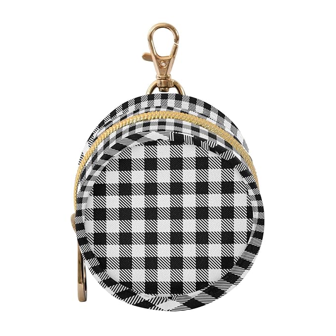 Black White Buffalo Plaid Print Pacifier Holder Case with Clip Portable Pacifier Storage Bag for Girls Boys