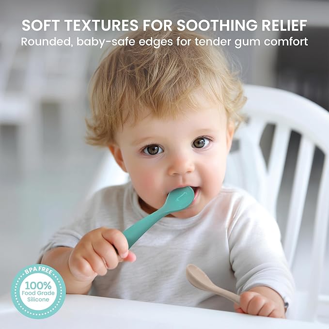 Lulyboo Silicone Baby Spoons Set of 3 Multicolored | Soft-Tip Infant Feeding Spoons for First Foods | BPA-Free, Gentle on Gums, Dishwasher Safe | Baby Weaning Utensils for 4+ Months