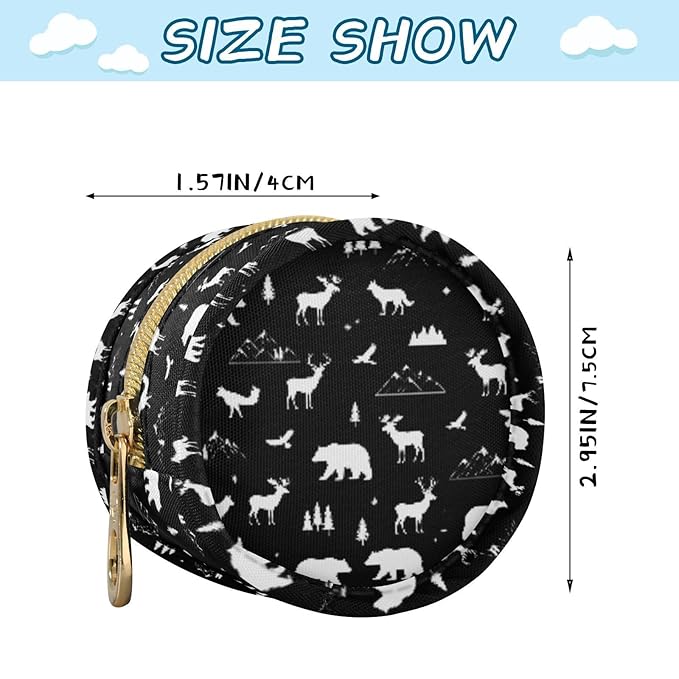 Bear Deer Black Print Pacifier Holder Case with Metal Clip Portable Pacifier Storage for Boys Girls
