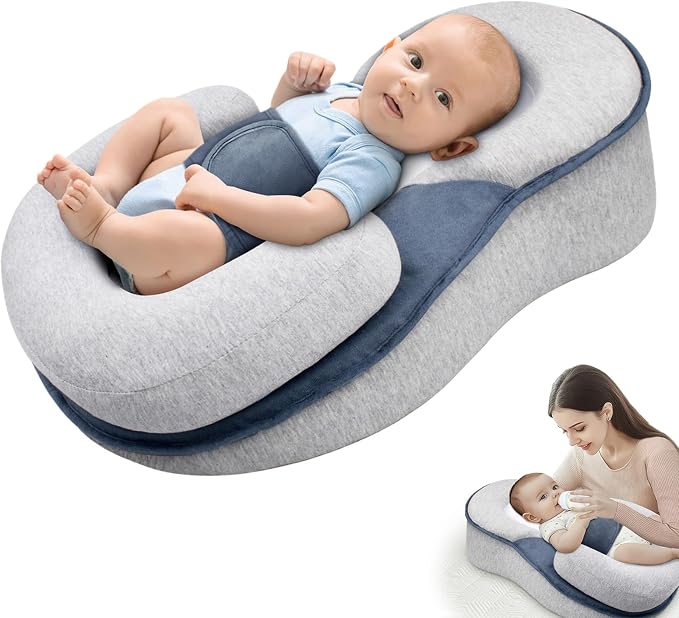 Baby Lounger Pillow - Infant Support Cushion for Newborn, Feeding Reflux Pillow for Baby Bottle Feeding, Tummy Time
