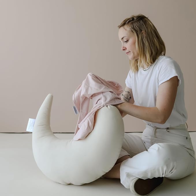 Snuggle Me Organic Feeding Support Pillow Cover, Machine Washable 100% Organic Cotton, Soft Nursing Cover for Breastfeeding, Pillow Slipcover for Baby Girls Boys Newborn - Petal