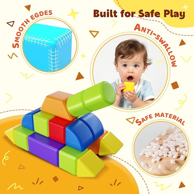 Pairez Toys Magnetic Blocks with Multiple Shapes, 1.65 inch Large Magnetic Building Cubes for Kids, Sensory Montessori Stacking Toys for Boys & Girls Ages 3 4 5 6 (21pcs)