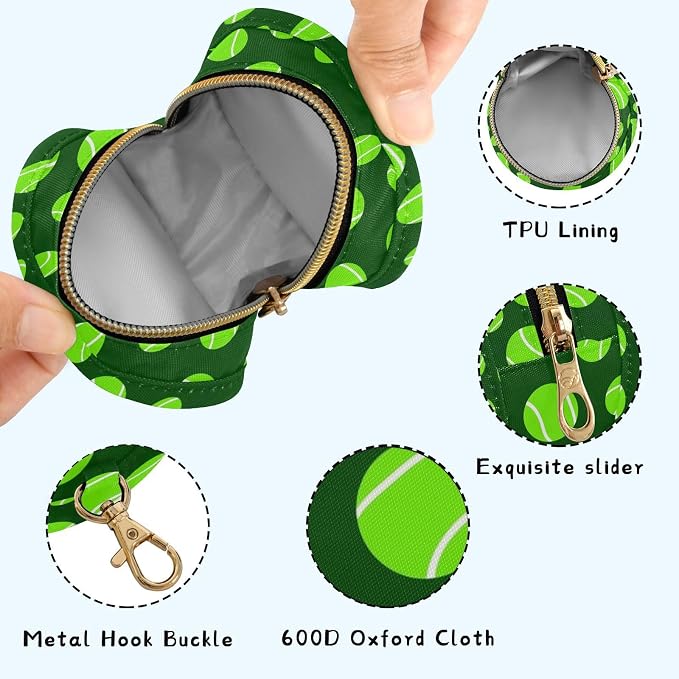 Green Tennis Ball Print Pacifier Holder Case for Diaper Bag Portable Travel Pacifier Storage Case with Clip Newborn Baby Pouch for Baby Boys Girls Outdoor Purse