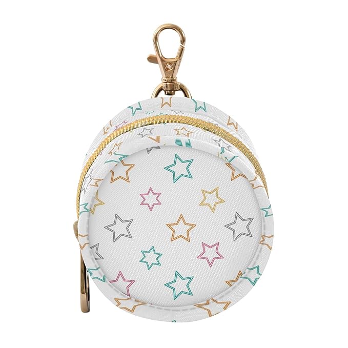 Colorful Star White Pacifier Holder Case Newborn Pacifier Storage Pouch for Boys Girls Easy Attach to Diaper Bag Portable Baby Essentials Container