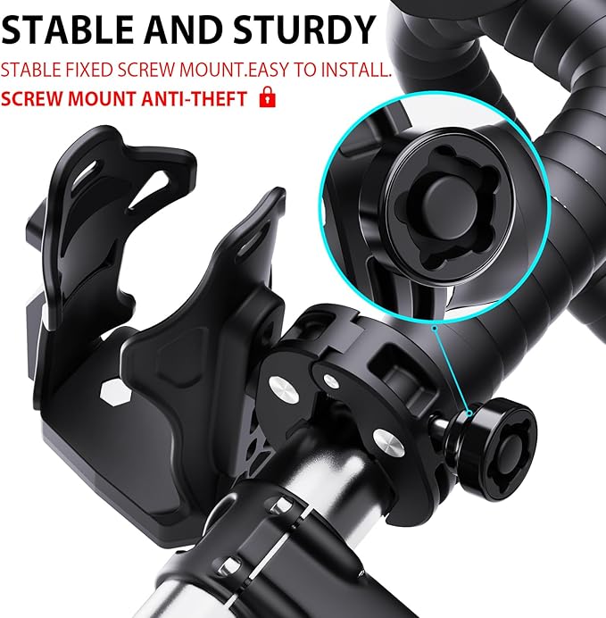 Extra Large Motorcycle Cup Holder Anti Theft, Mathtoxyz Bike Water Bottle Holder 1.95 ??3.6 inch Universal Size Handlebar Drink Holder Cage for Moto Bicycle, Boat, Scooter, Stroller, Wheelchair