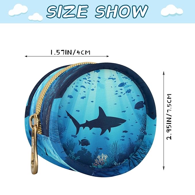 Pacifier Holder with Clip Pacifier Case for Diaper Bag Round Baby Pacifier Pouch Box Bag Portable Sharks Coral Reef Tropical Blue