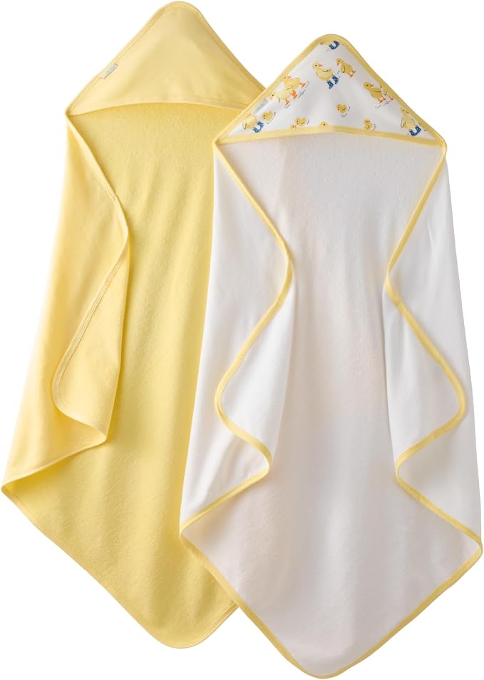 Butterblu Harper - 100% Organic Cotton Hooded Towels in Soft and Absorbent Baby Terry, 2-Pack, Puddle Jumpers, One Size